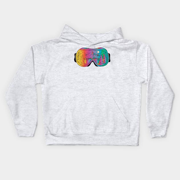 ski goggles mountains Kids Hoodie by lazykitty